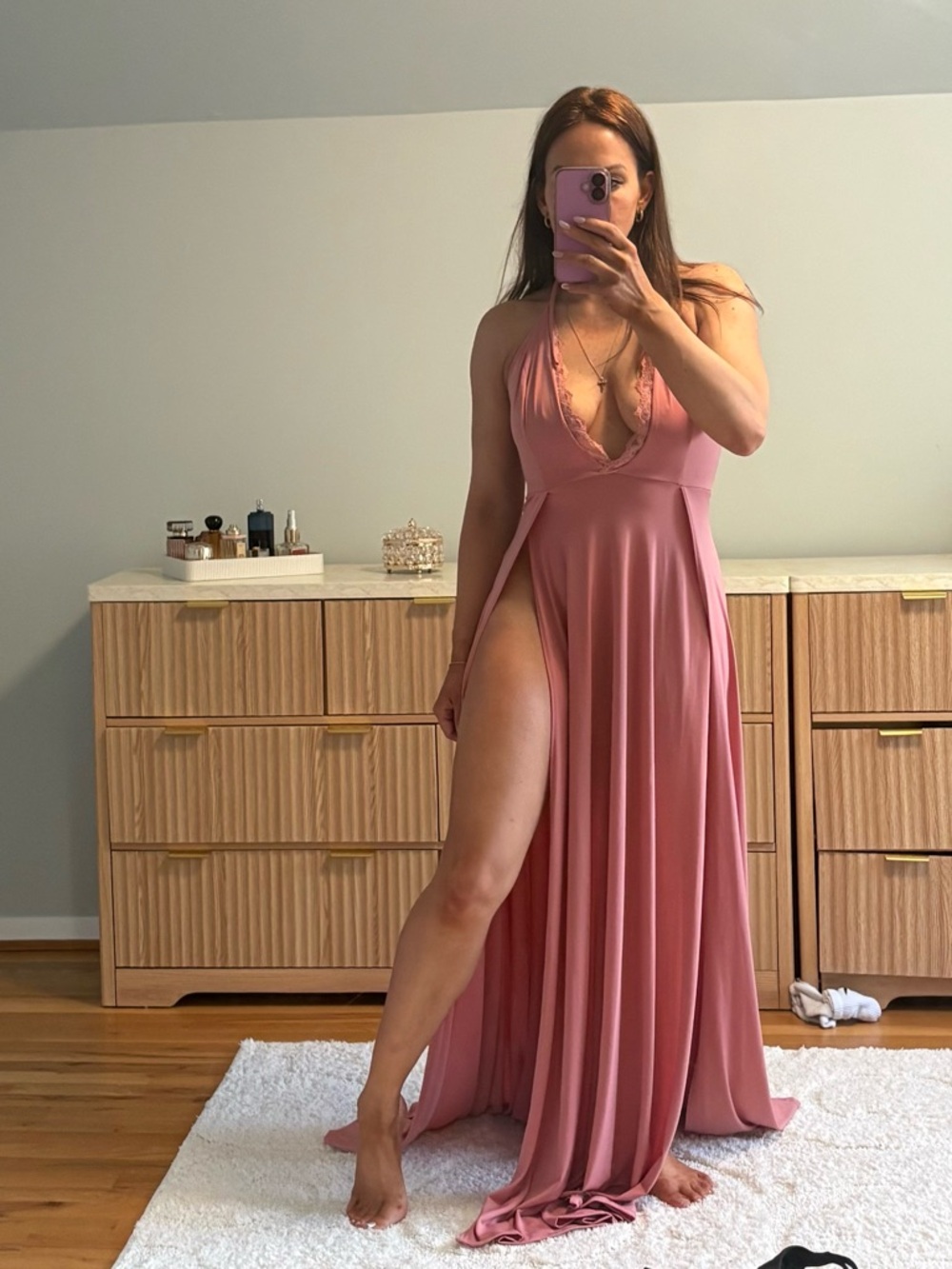 Fashion Nova Rose Plunge Maxi Dress with High Slits - Picture 4 of 6